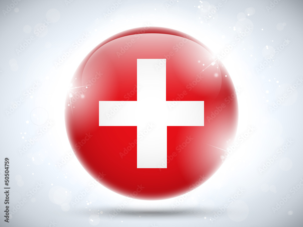 Switzerland Flag Glossy Button Switzerland Flag Glossy Button