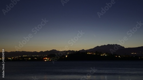 Time lapse comet at the evening photo