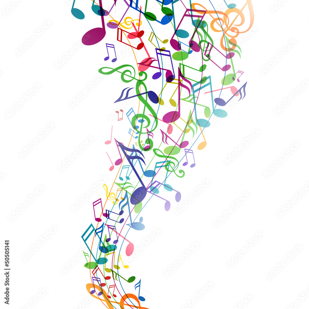 Vector Background with Colorful Music notes