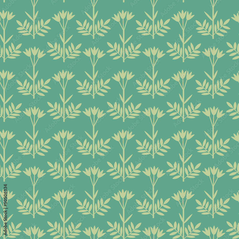 Seamless floral pattern blue background