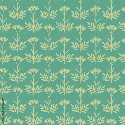 Seamless floral pattern blue background