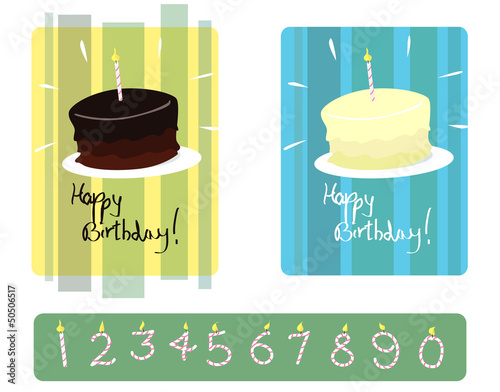 Chocolate & Vanilla Birthday Cakes with Numbered Candles