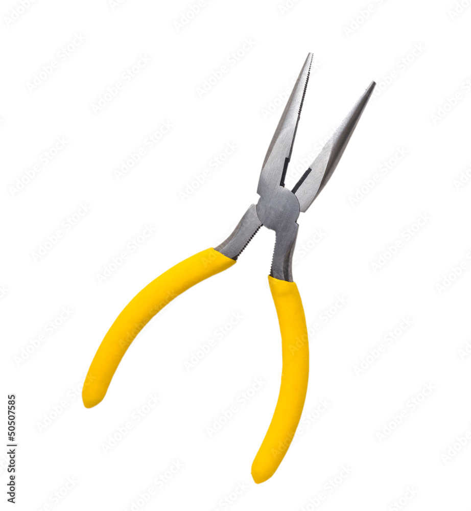 yellow toothed pliers isolated on white background clipping path yellow toothed pliers isolated on white background clipping path