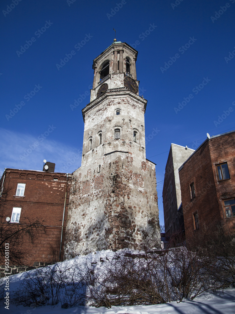 Bell tower of the old cathedral in Vyborg
