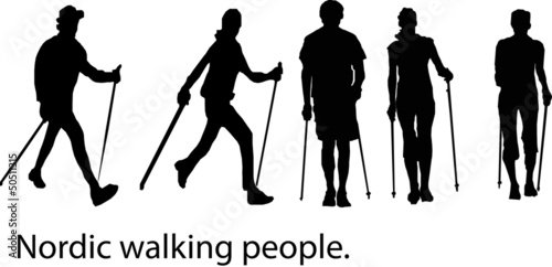 nordic walking vector silhouette