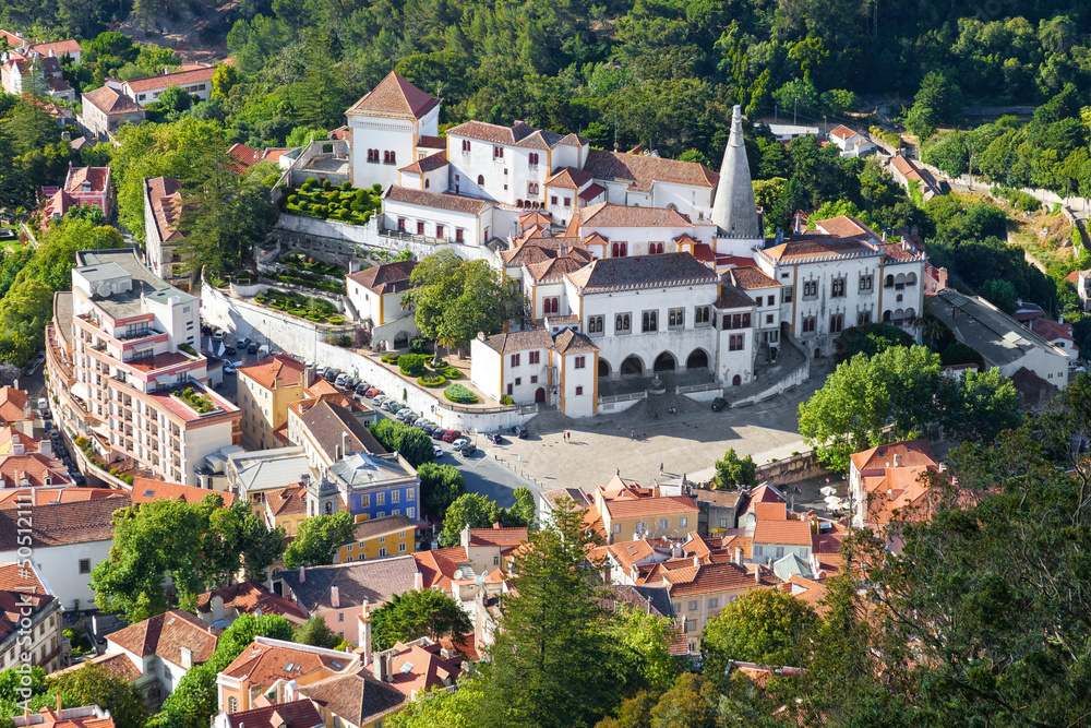 Aerial view of the old village of Sintra, Portugal