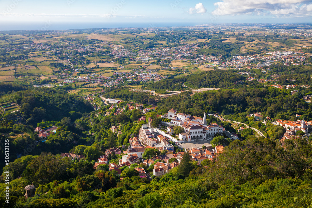 Aerial view of the old village of Sintra, Portugal