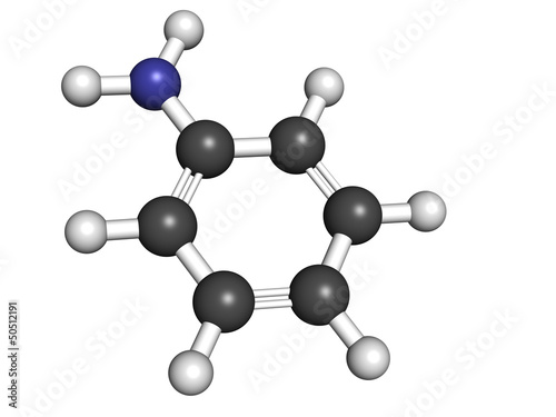 aniline (phenylamine, aminobenzene), molecular model photo