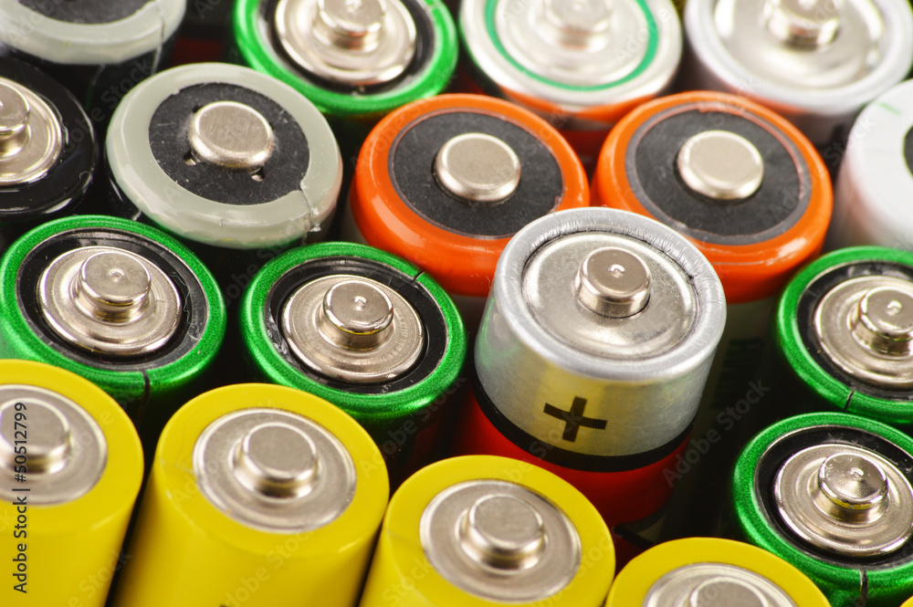 Composition with alkaline batteries. Chemical waste Composition with alkaline batteries. Chemical waste