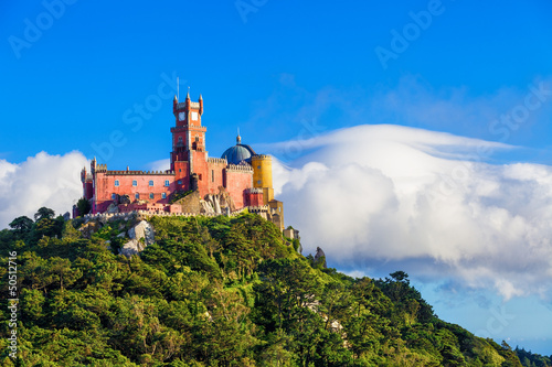 Panorama of Pena National Palace in Sintra, Portugal