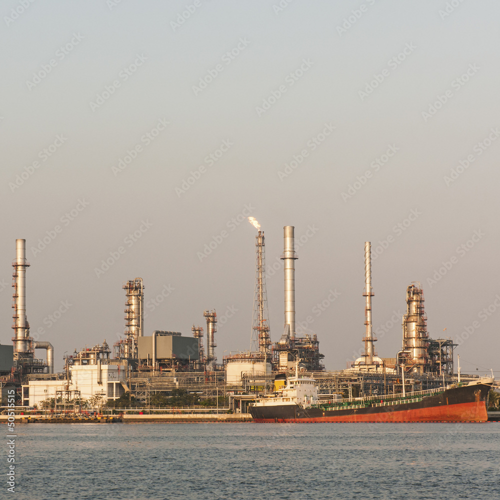 Oil refinery at twilight,Chao Phraya river, Thailand Oil refinery at twilight,Chao Phraya river, Thailand