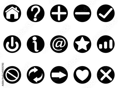 black interface button icons