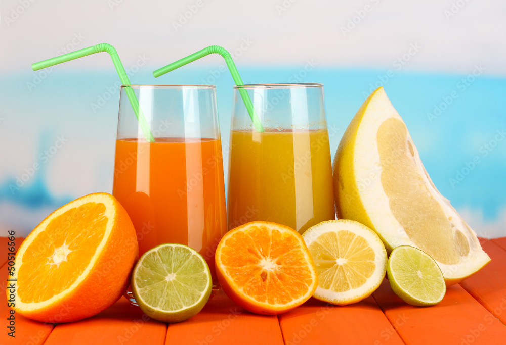 Lots ripe citrus with juices