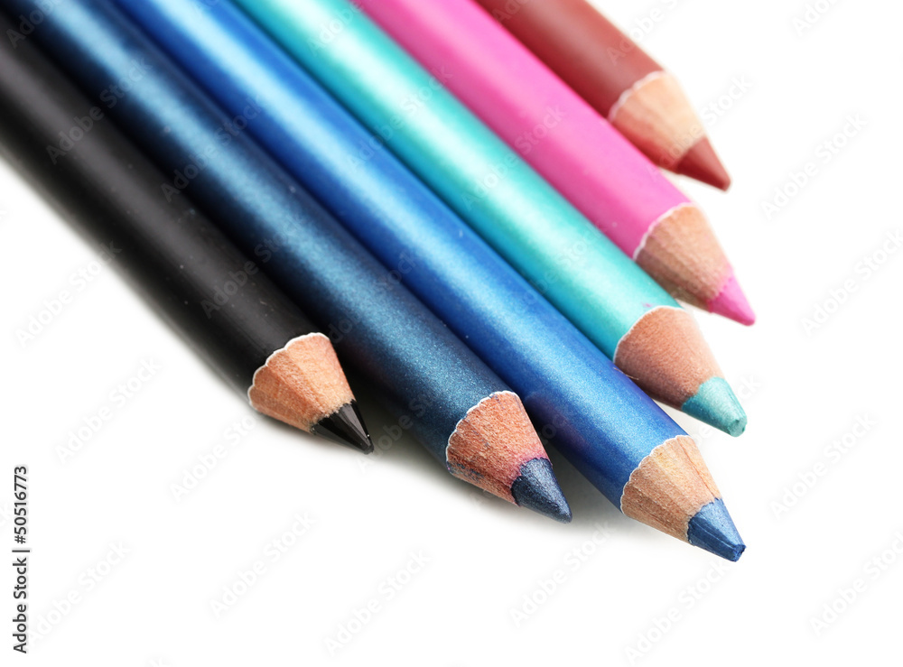 Cosmetic pencils, isolated on white Cosmetic pencils, isolated on white