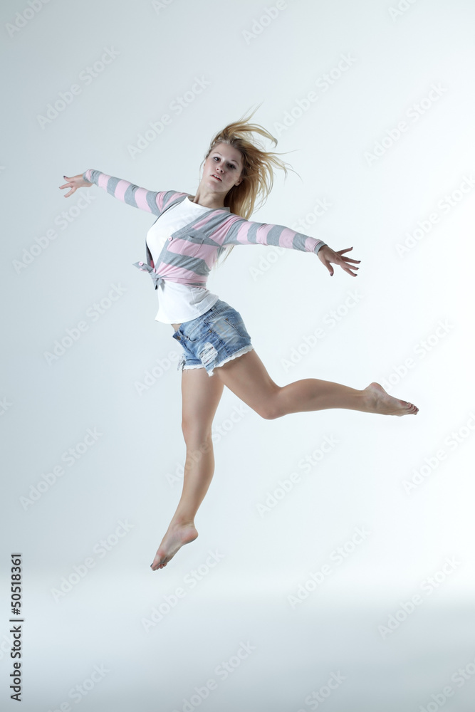 beauty girl dance on white background