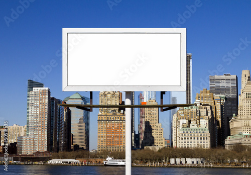 Billboard Sign Against New York City Background