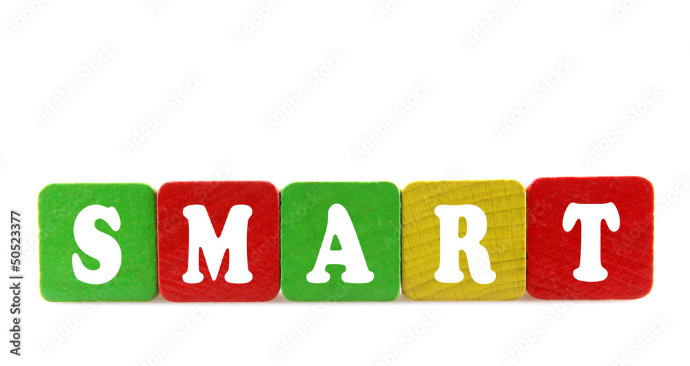 isolated text in wooden building blocks
