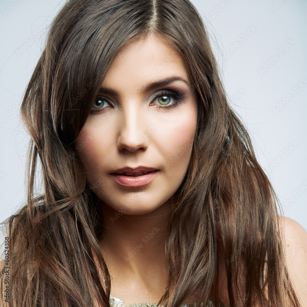 Beauty style studio face portrait isolated Beauty style studio face portrait isolated