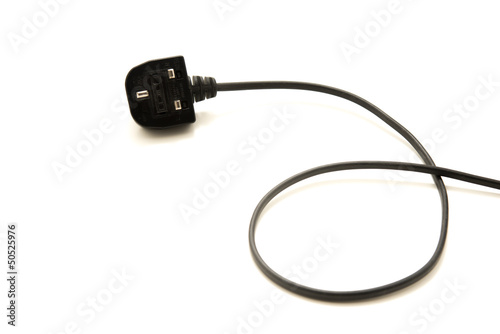 Black UK Electrical wire and plug