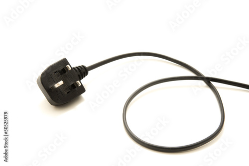 Black UK Electrical wire and plug