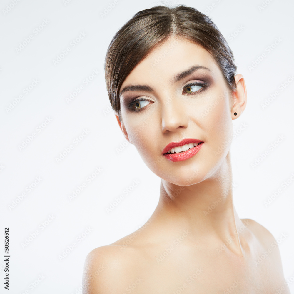Close up portrait of beautiful young woman face. Close up portrait of beautiful young woman face.