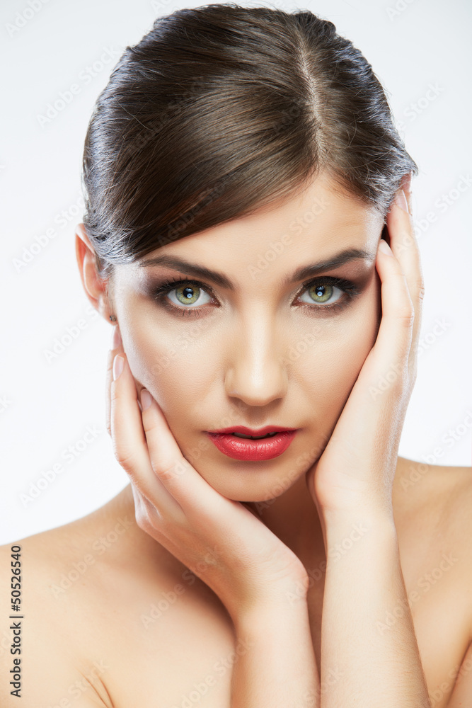 Beautiful young woman portrait isolated on studio background. Beautiful young woman portrait isolated on studio background.