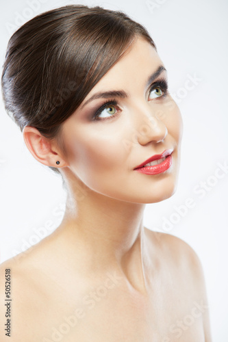 Beauty style close up woman face portrait isolated