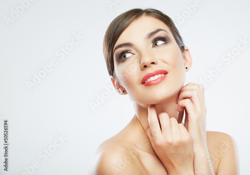 Woman beauty portrait. isolated on white.