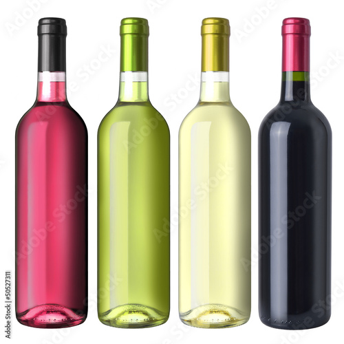 A set of four different wines