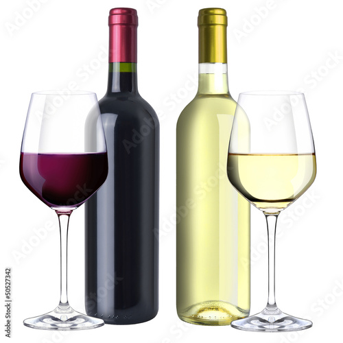 A set of white and red wine