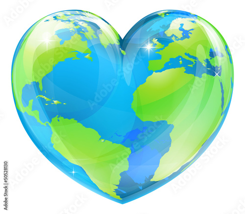 Heart world globe concept