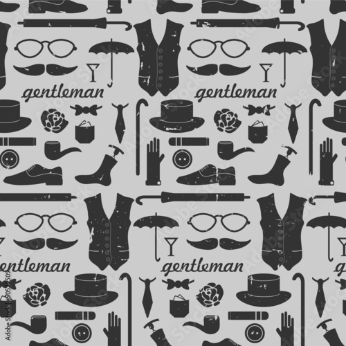 Seamless pattern with various elements for gentlemen