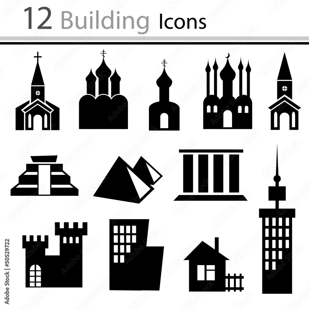 Set of icons - Buildings (vector)