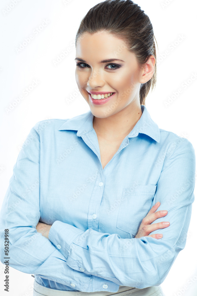 Portrait of smiling business woman, isolated on white background Portrait of smiling business woman, isolated on white background