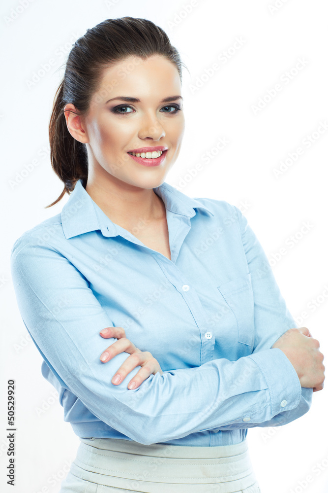 Portrait of smiling business woman, isolated on white background Portrait of smiling business woman, isolated on white background