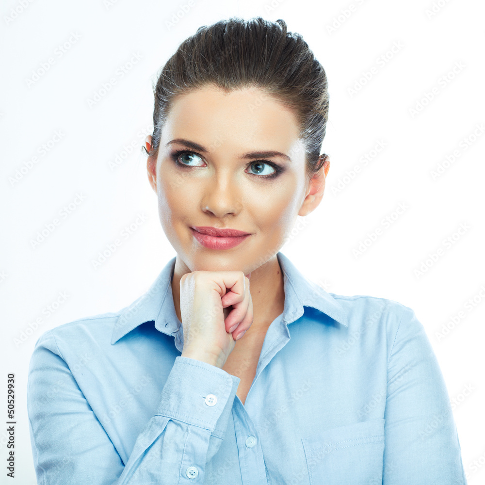 Portrait of smiling business woman, isolated on white background Portrait of smiling business woman, isolated on white background