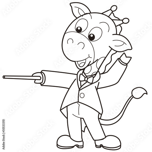 Cartoon Giraffe Music Conductor