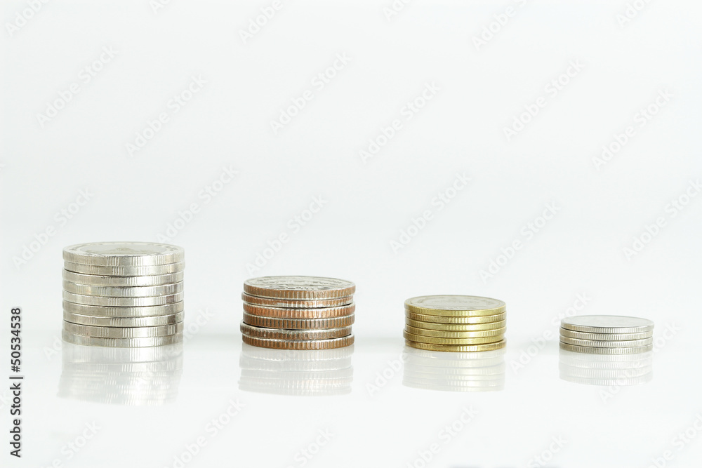 Thai coins baht on white background Thai coins baht on white background