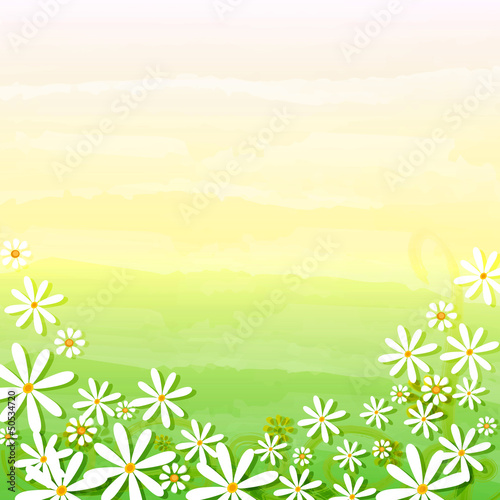 spring flowers in beige green background