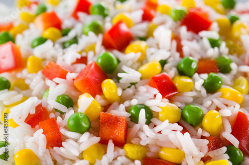 rice with vegetable. food background