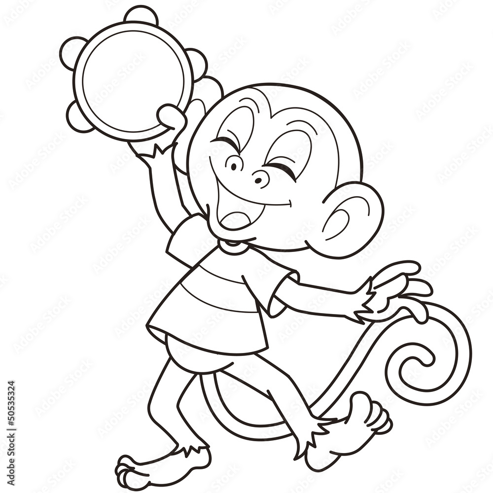 Cartoon Monkey Playing a Tambourine Cartoon Monkey Playing a Tambourine