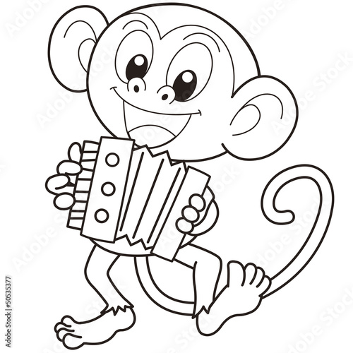 Cartoon Monkey Playing an Accordion
