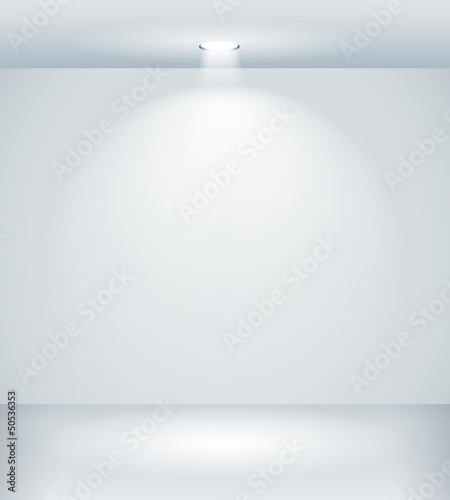 Gallery interior with empty wall and light
