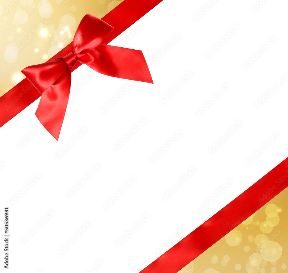 Red Bow and Ribbon with Abstract Lights Red Bow and Ribbon with Abstract Lights