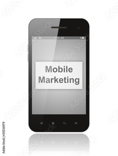 Smart phone with mobile marketing button on its screen