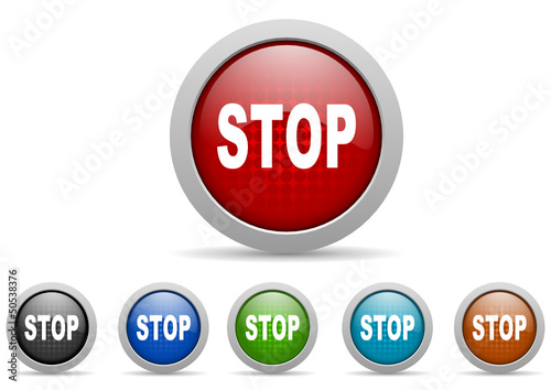stop vector icon set
