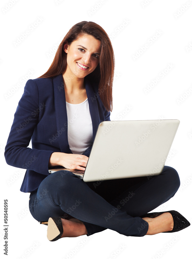 Portrait of a beautiful young businesswoman using laptop Portrait of a beautiful young businesswoman using laptop