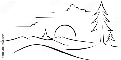abstract landscape drawing