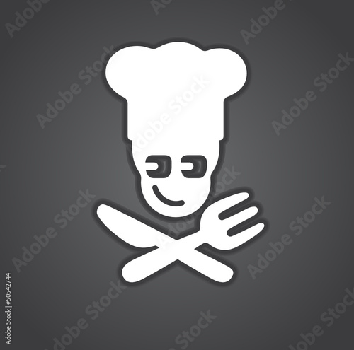 Zeichen Piratenkoch mit Messer und Gabel