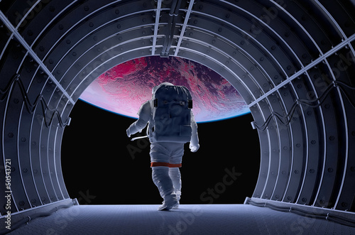 Naklejka Astronauta w tunelach